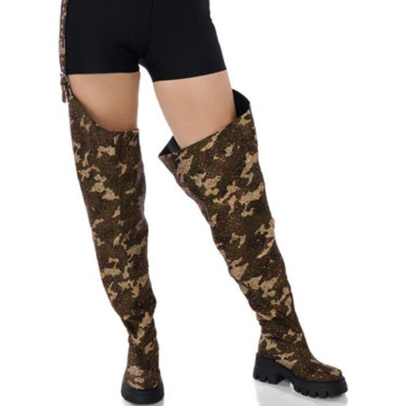 AZALEA WANG " COWGIRL CRUSIN " RHINESTONE CAMO FLATFORM CHAP BOOT - Picture 9 of 11